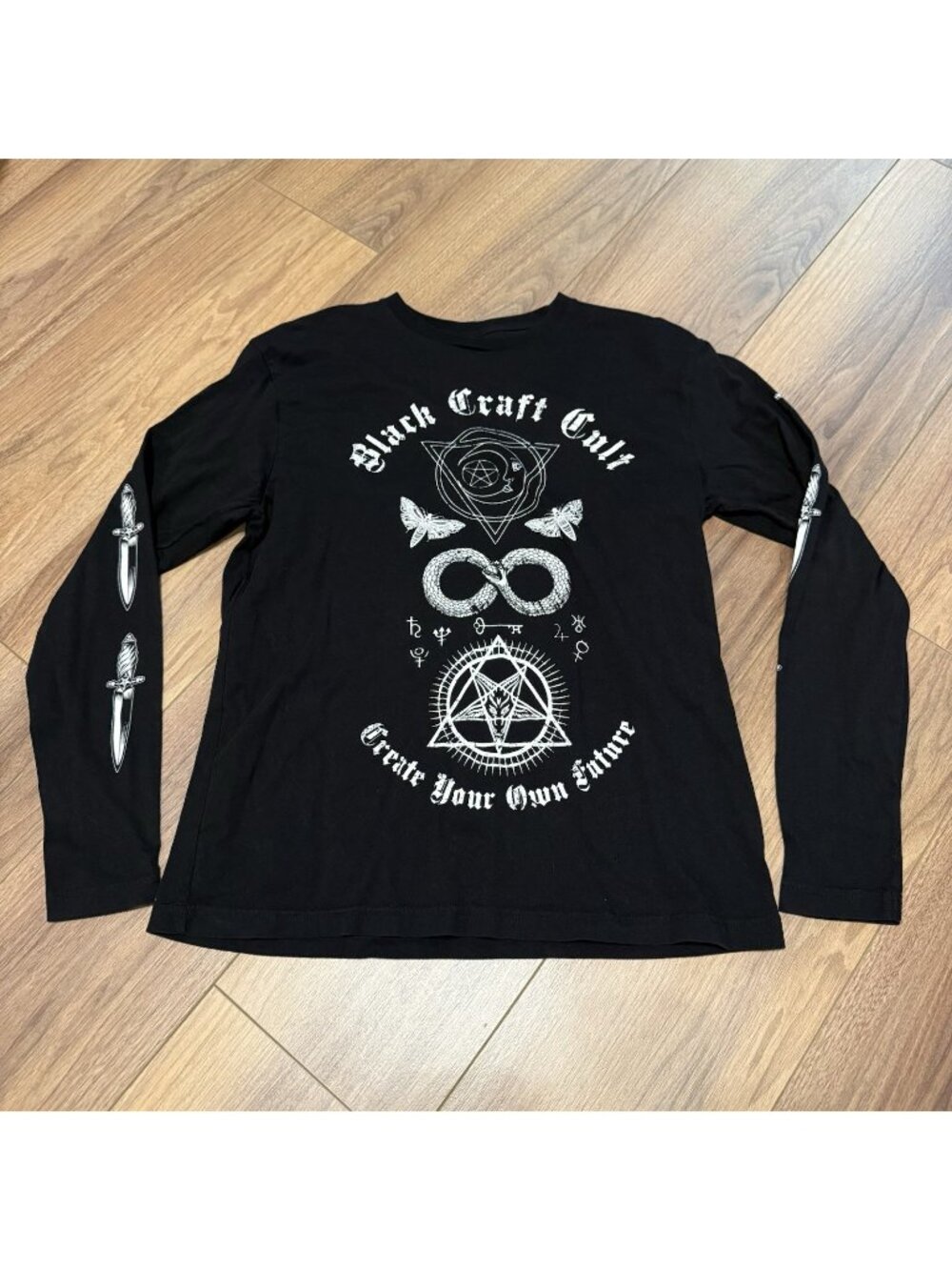 BlackCraft Cult T Shirt Black Goth Long Sleeve Graphic Tee Size Large